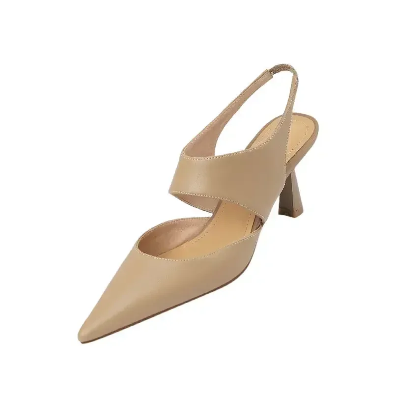 Women Sandals New French Back Empty Stiletto Toe Women High Heel Sandals Pointed Toe Roman Style Solid Color Women Shoes