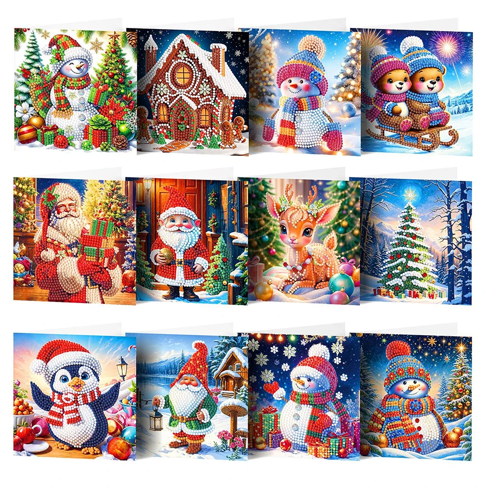 

DIY Diamond Painting Card Special Shape Diamond Embroidery Handmade Christmas Greeting Card Xmas Princess Snowman for New Year