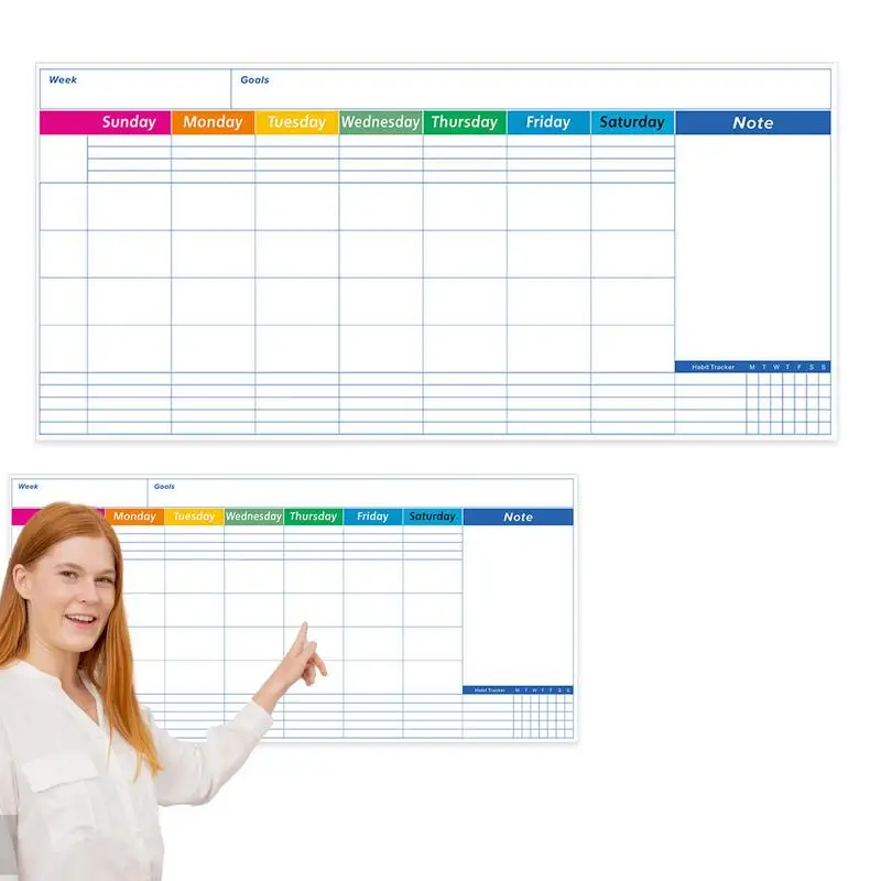 Whiteboard Calendar 17x35 inches Dry Erase Whiteboard Organizer Reusable Whiteboard Multi-functional Erasable Wall Calendar