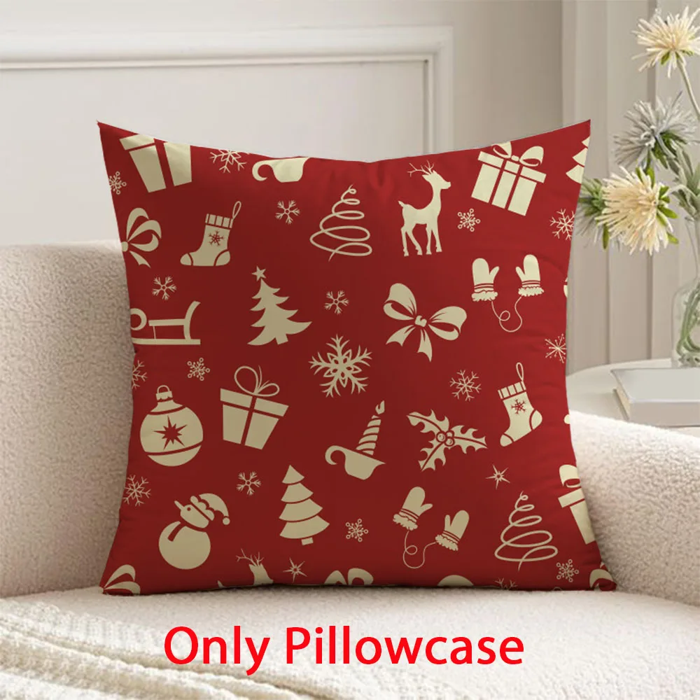 

happy new year Pillow cover winter decorative 45x45 cushions cover for red Christmas pillow case for Xmas gift for family