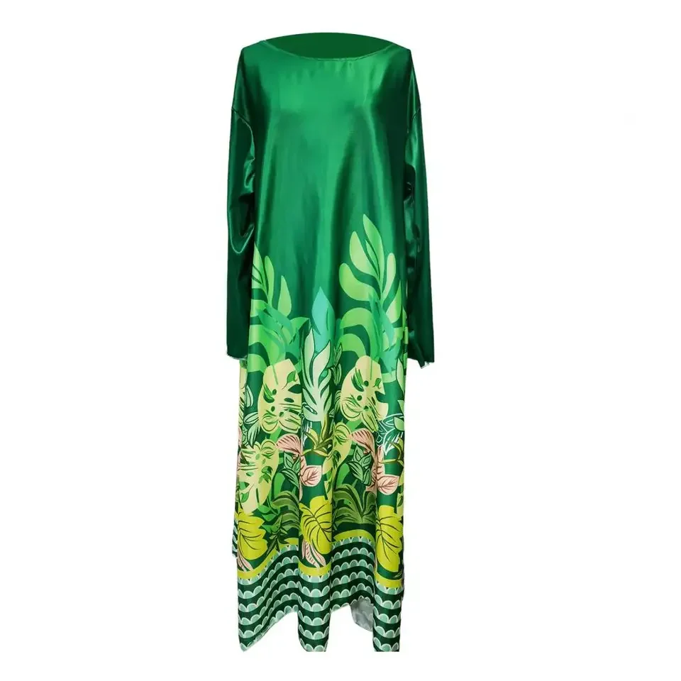 

Retro Style Beach Dress Elegant Floral Print Maxi Dress with Bat Sleeves Irregular Hem for Women for Parties Dates Special