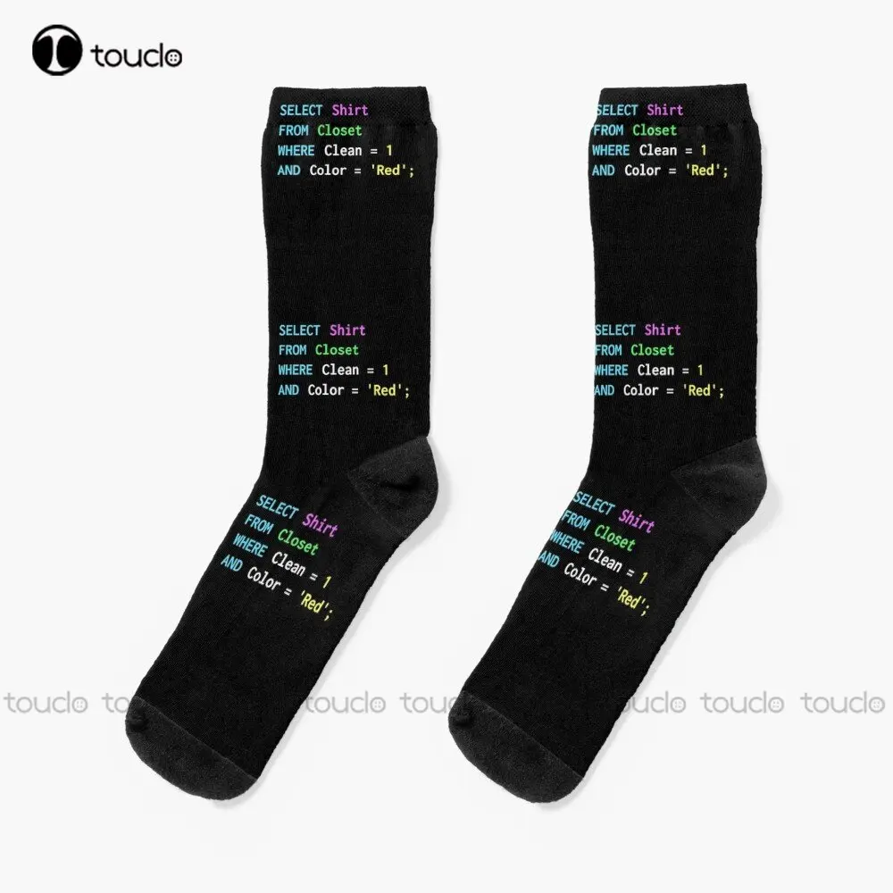 

Funny Sql Design For Sql Programmers Dba And Db Admins Socks White Soccer Socks Youth Street Skateboard Socks Custom Gift Funny