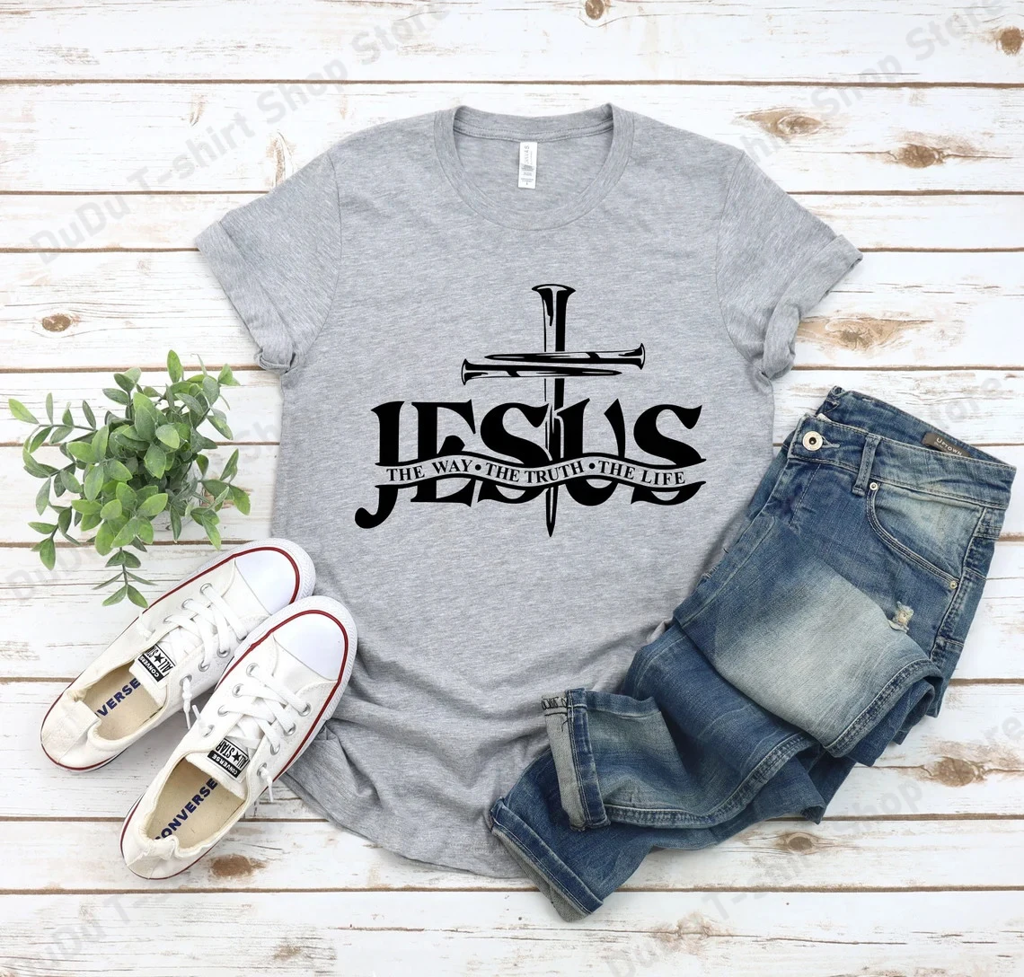 Nouveaux t-shirts unisexes à manches courtes avec imprimé Jésus, la voie, la vérité, la vie, t-shirts décontractés pour femmes et hommes, t-shirts amusants Jésus, style Harajuku
