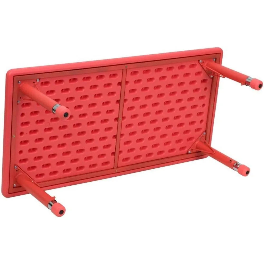 MESA DE ACTIVIDADES Rectangular de plástico rojo, altura ajustable, 24 "W x 48" l