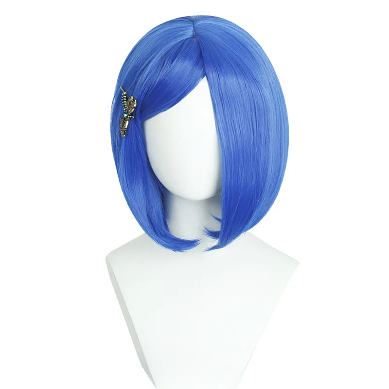 Costume di Halloween Festa Film Coraline Cosplay Bob Parrucca corta diritta sintetica blu con forcina