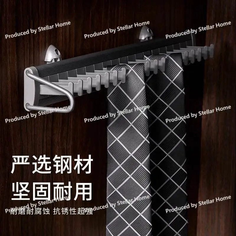 Side Mount Wardrobe Tie Rack Wardrobe Belt Belt Scarf Rack Push-Pull Bag Rack Silk Scarf Hook Hardware Accessories