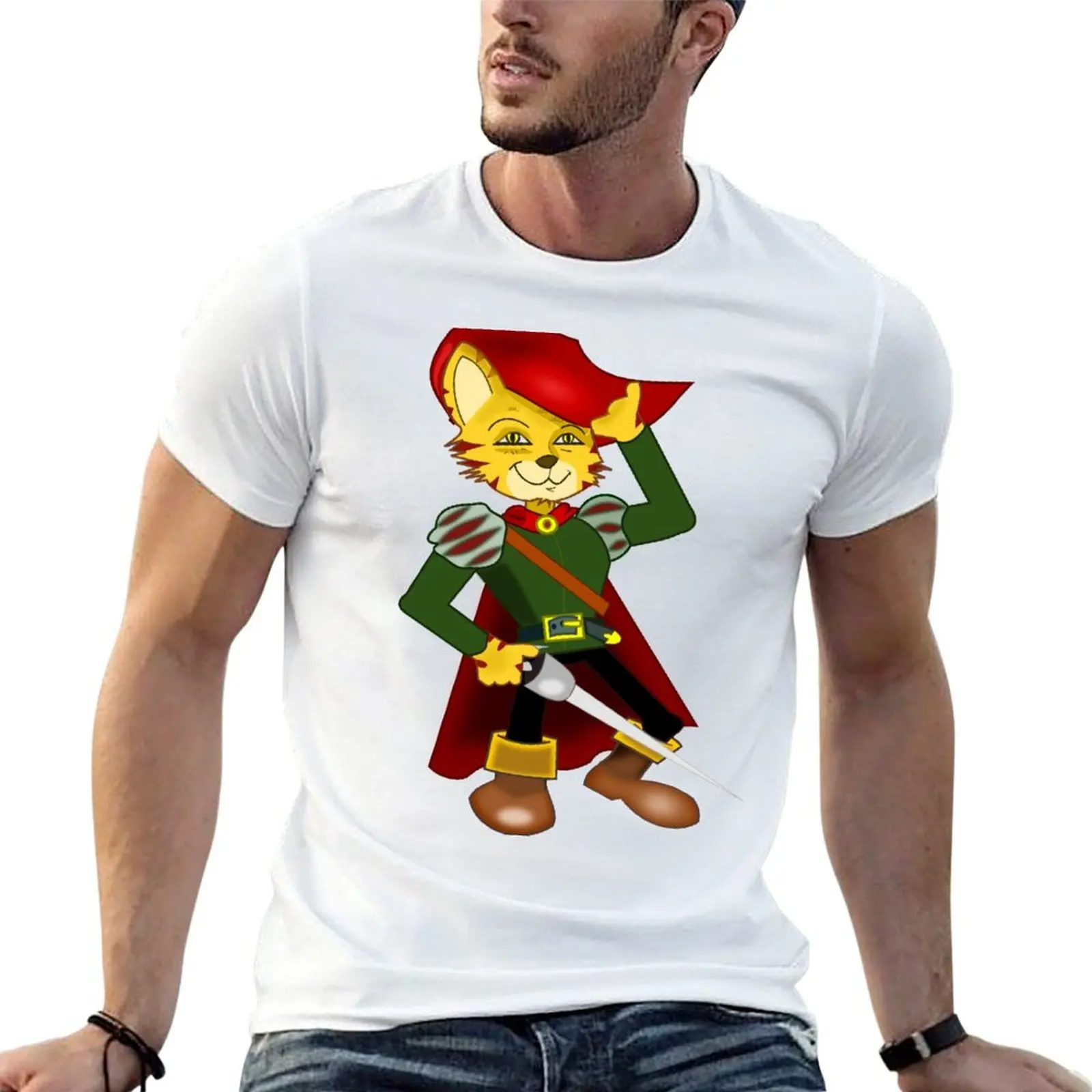 

Puss in Boots Cat T-Shirt t shirt man cotton man tshirt T-Shirt