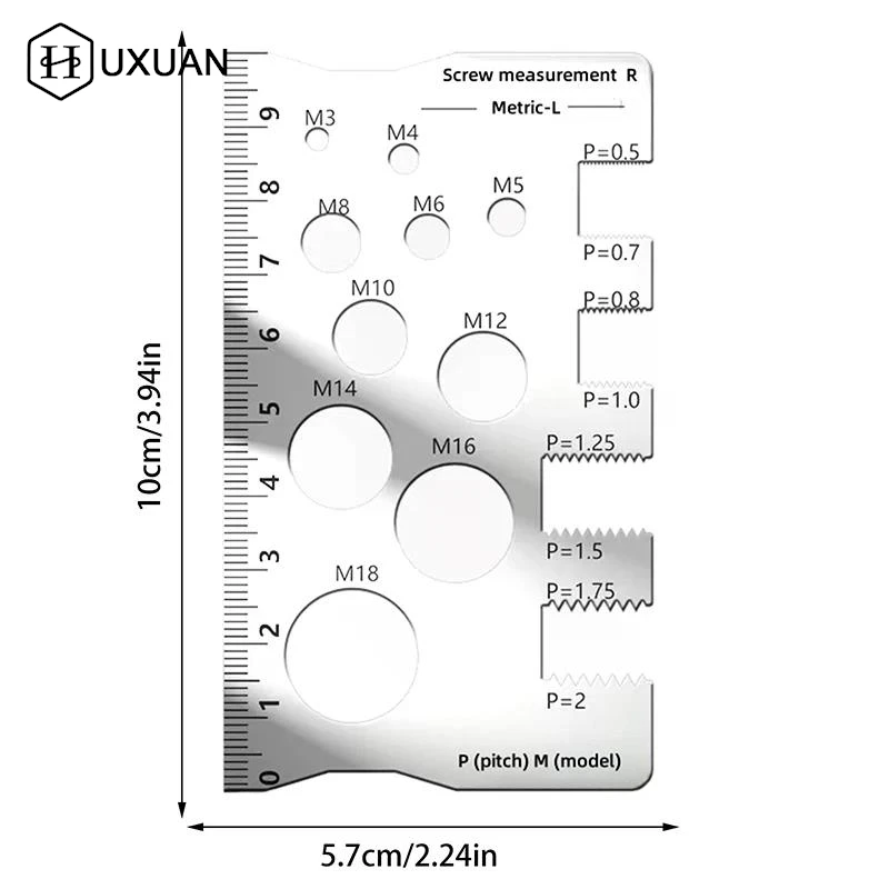 Thread Checker Screw Measurement Ruler Stainless Steel Caliper Metric Gauge Tool For Measuring Screw Pitch Bit Bolt Nut Screw