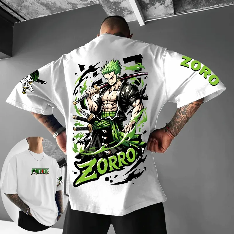 2025年夏 ワンピース アニメブランド 綿100% ロロノア・ゾロ プリントTシャツ ユニセックス カジュアル 半袖 ルーズ ファッション Y2K