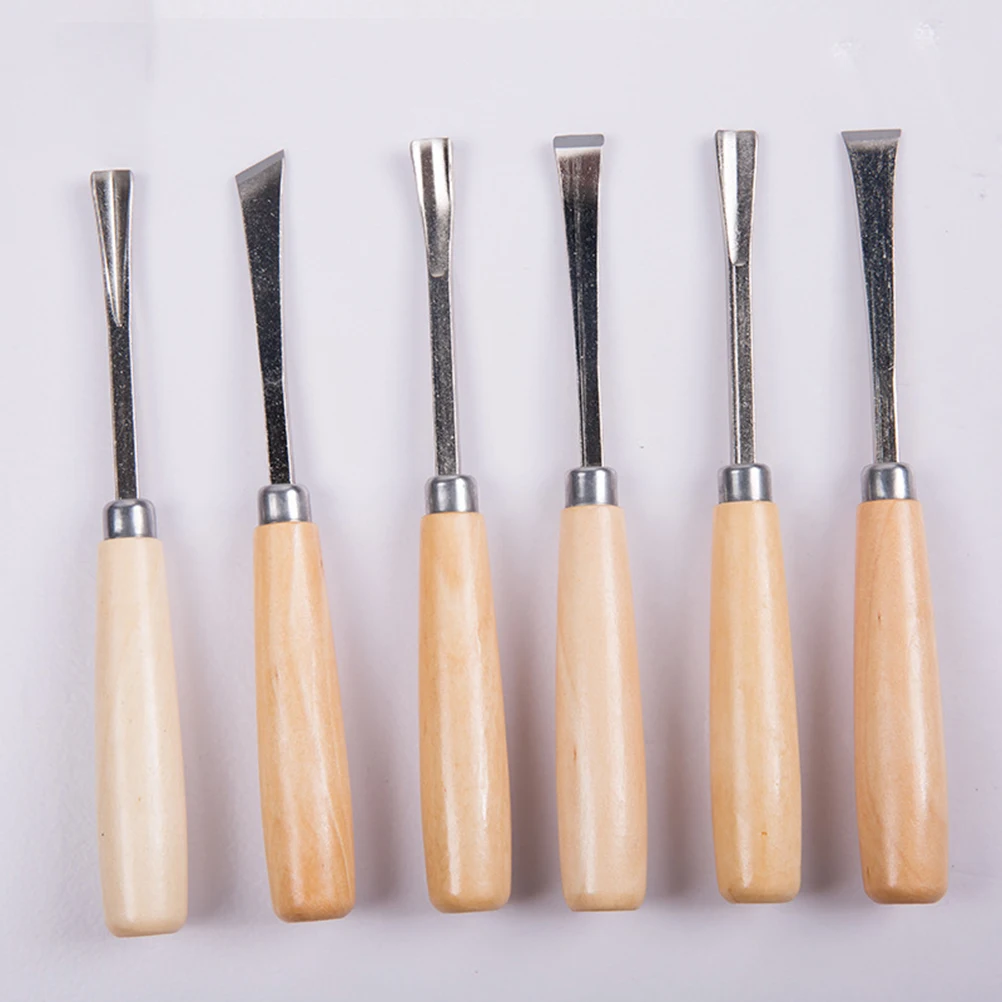 

6pcs Wood Chisel Set Ergonomic Wooden Handles Long Use Comfortable Woodworking For Carvers Beginners Artisans Woodcraft Workshop