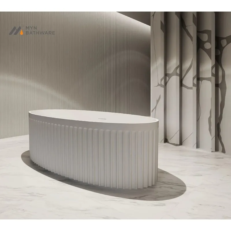 حوض استحمام ذو سطح صلب من الراتنج الحجري المركب ذو التصميم الأبيض للبيع