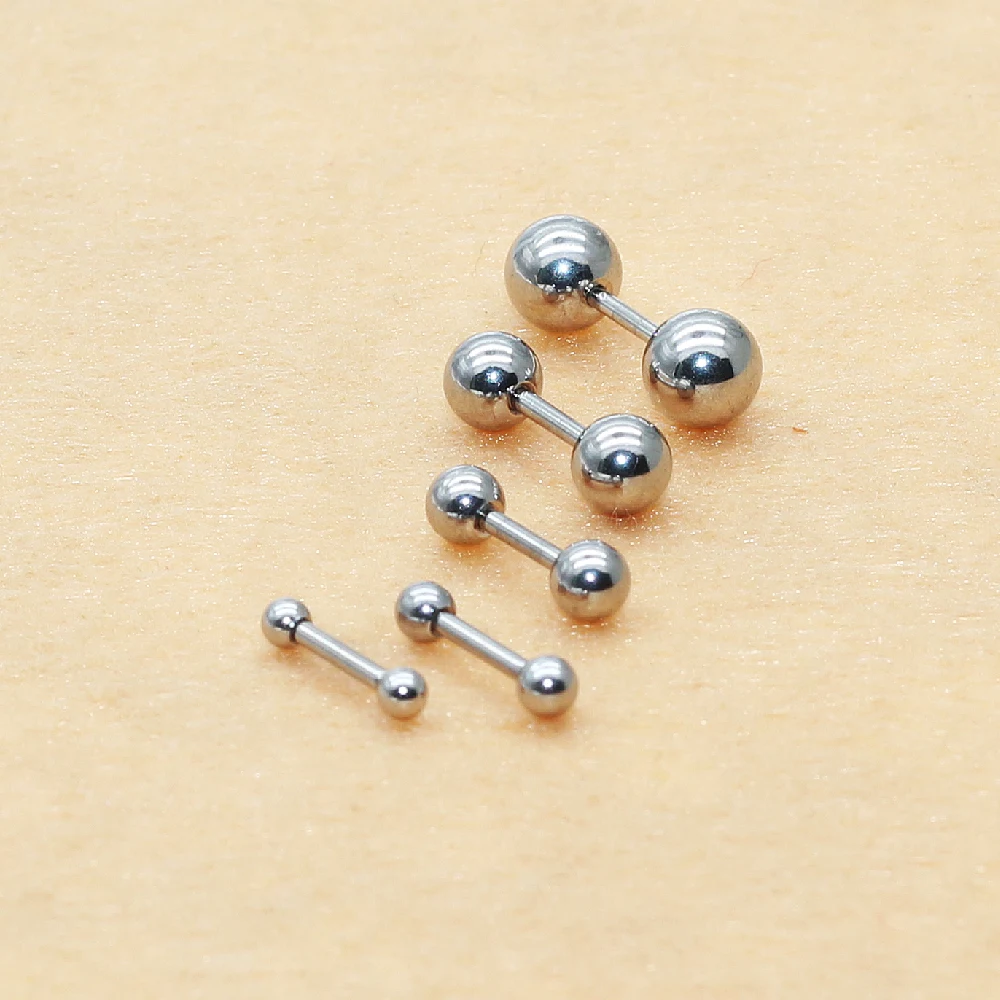 Unisex 1 Pair Round Balls Screw Stud Earrings 316 L Stainless Steel Never Fade Allergy Free