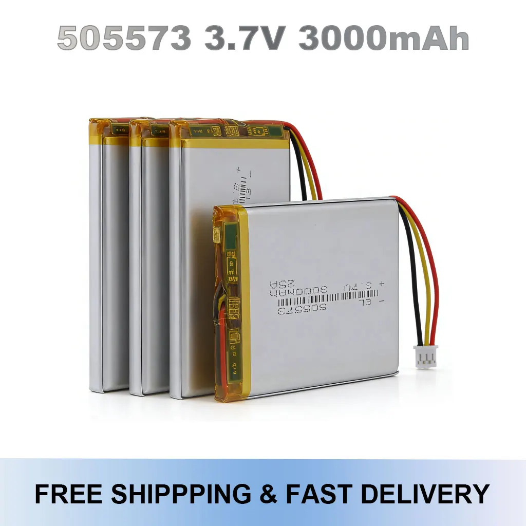 

505573 3.7V 3000mAh 11.1Wh Rechargeable Lipo Battery NTC 3 Wires JST 3Pin 2.0mm Plug