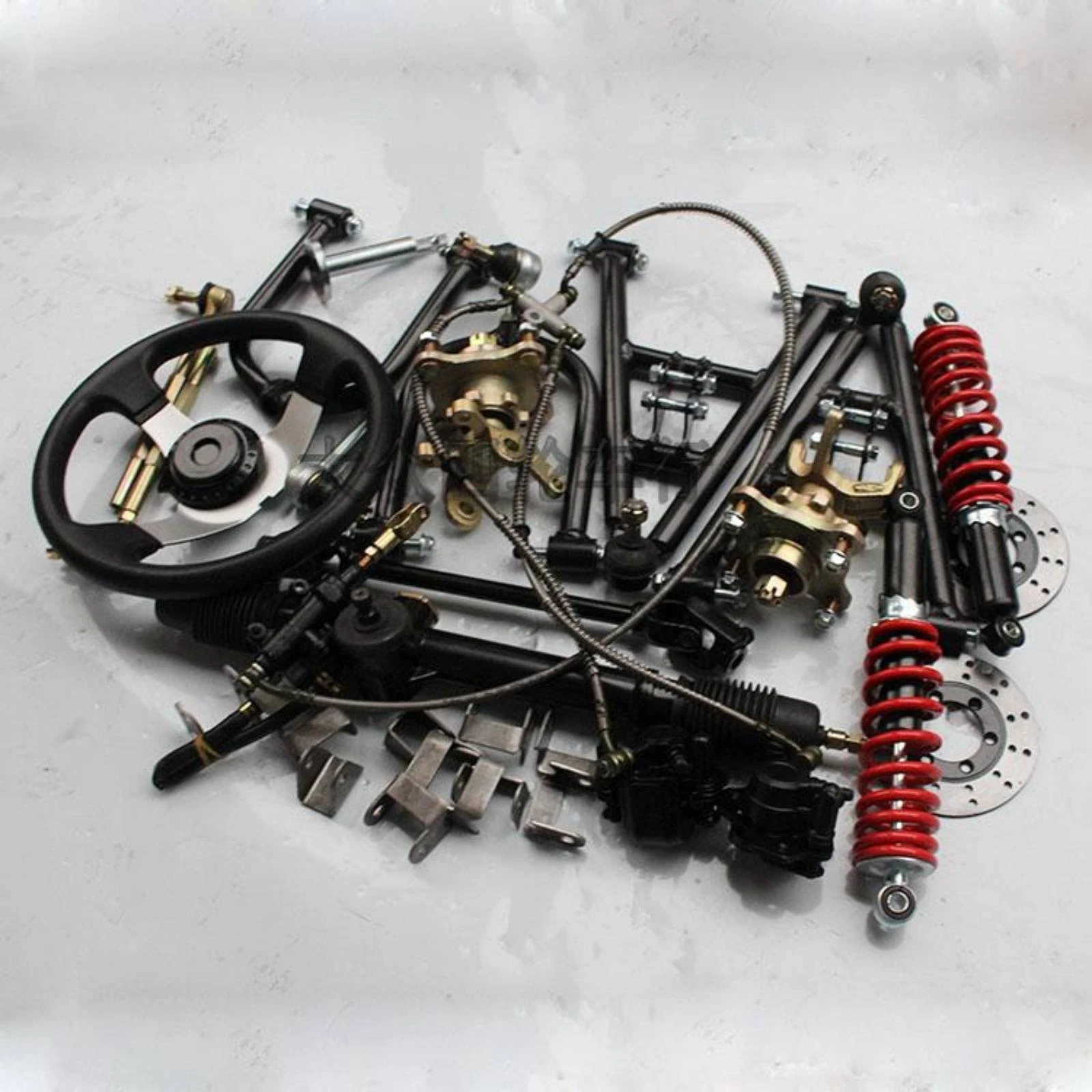 Front Axle Kit with Disc Brakes DIY Front Axle Assembly Kit Vehicle Parts Ready-to-Assemble Hardware Adjustable for Hobbyists