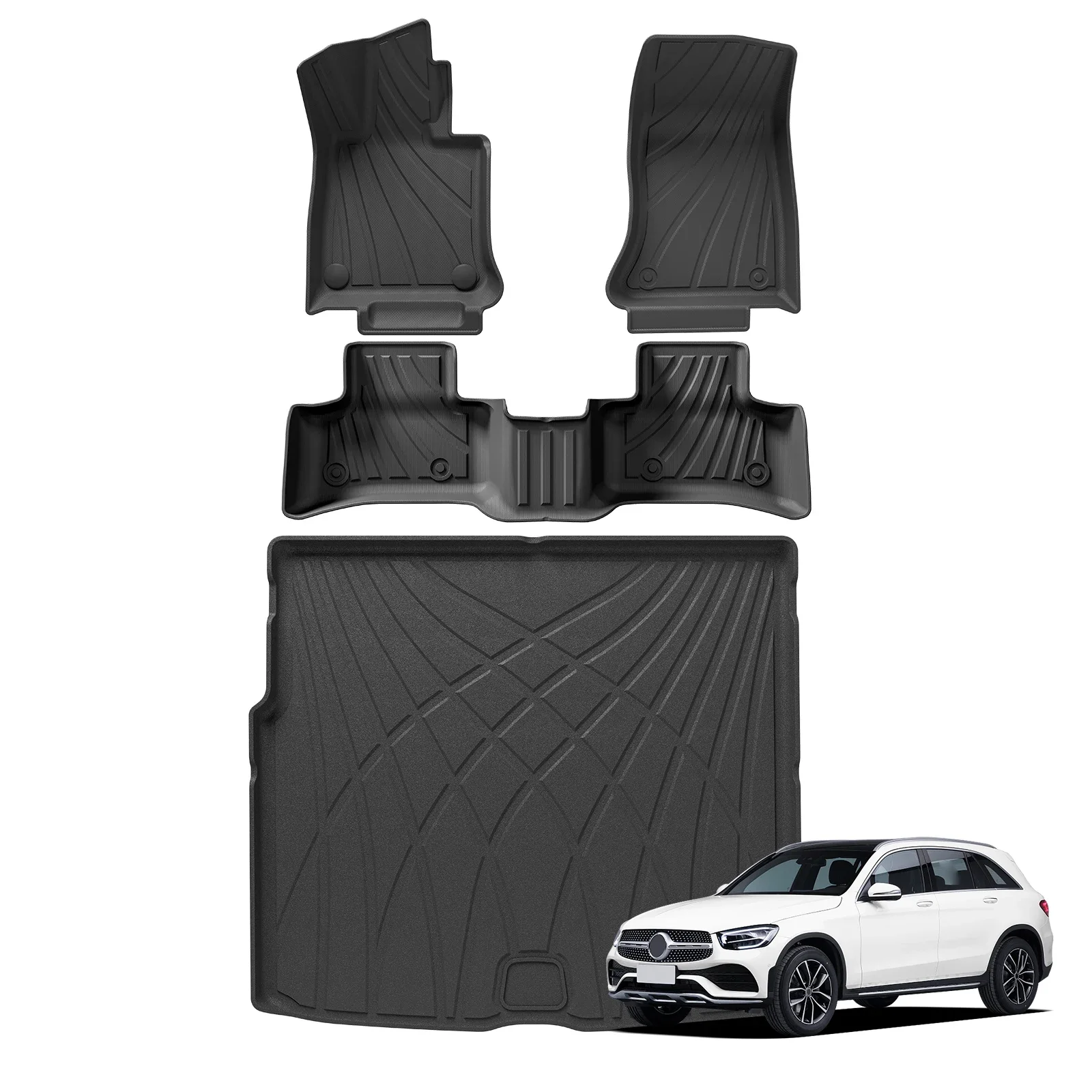 

for Benz GLC 2023 2024 5seat TPE 3D Car Floor Mats Cargo Liner Trunk Pad for GLC 300 350e Foot Mat Set Left Rudder