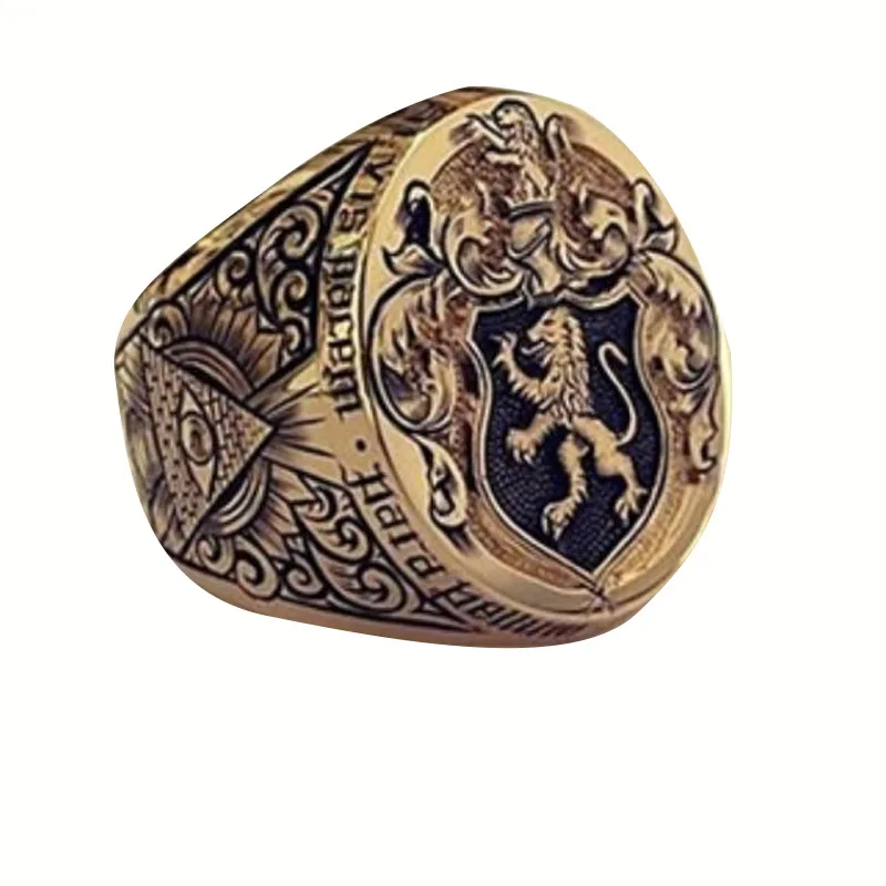 Vintage Lion Sculpture Signet Rings for Men Women Fashion Silver/Gold Color Metal Finger Ring Unisex Punk Gothic Party Jewelry