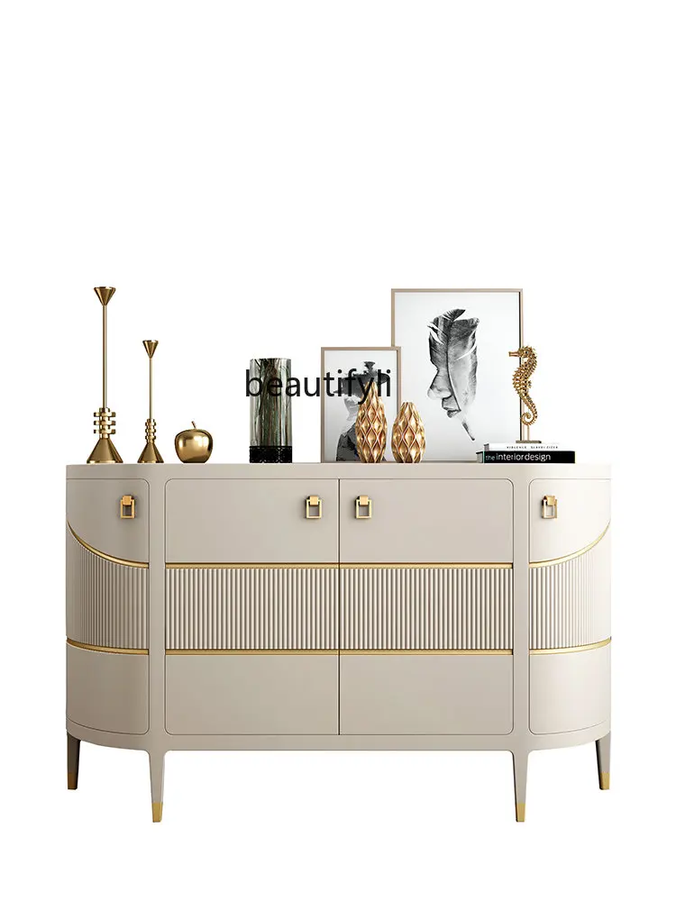 

Italian Sideboard Cabinet Affordable Luxury Style High-End Curio Cabinet Design Home Living Room Entrance Cabinet Shoe Cabinet