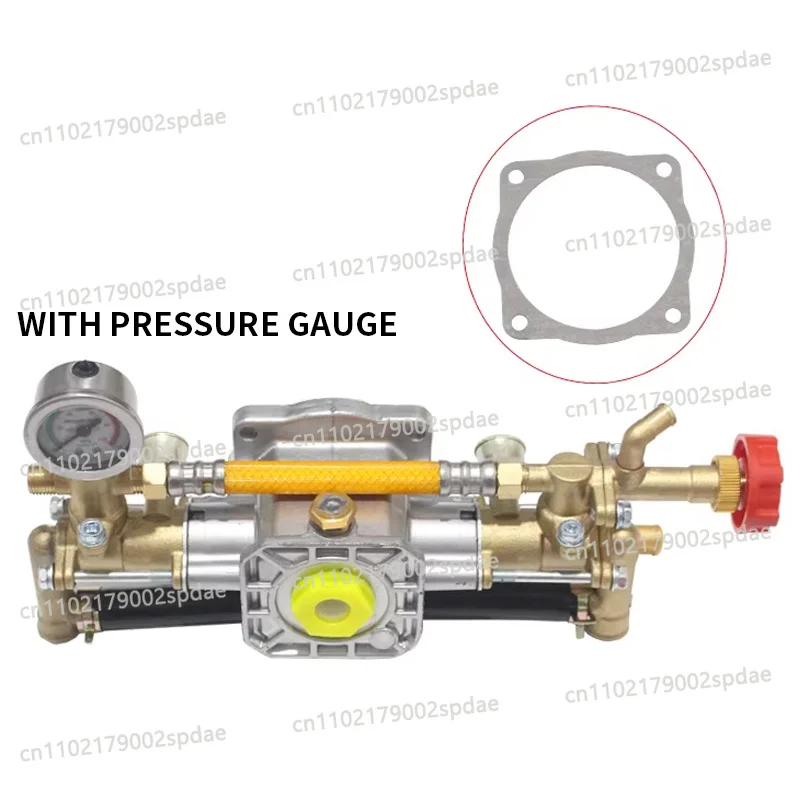 All Copper Plunger Pump Assembly With Pressure Gauge Spray Pump Replacement Parts Compatible With 1100W Cleaning Machine Motor
