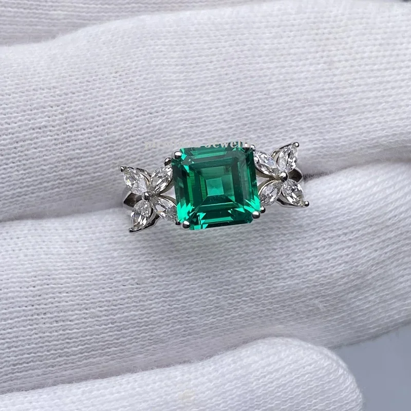 

RUIF 2023 New Fashion 2.0ct Lab Grown Emerald Ring S925 Silver Engagementing Women Jewelry