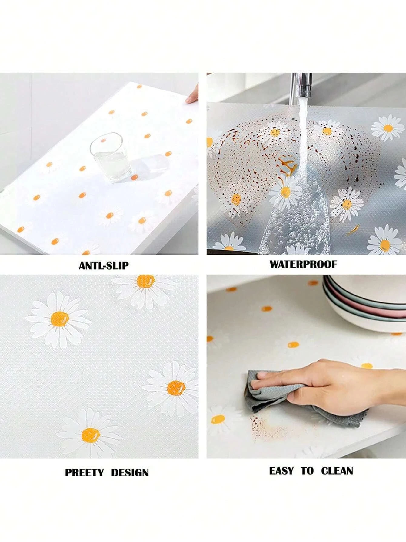 Reusable Drawer Liners Washable Dustproof and Non-slip Placemats Kitchen Cabinet Mats Refrigerator Non-slip Liners Shelf Paper