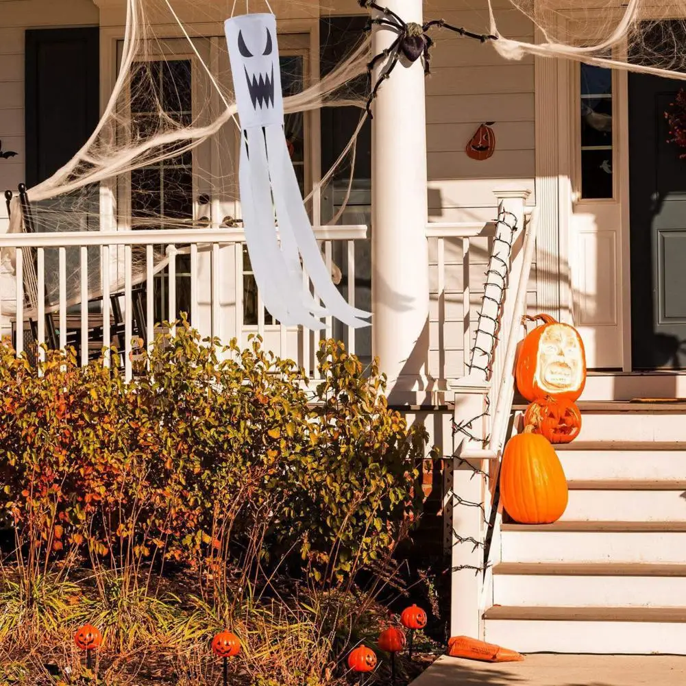 Halloween Wind Socks Halloween Ghost Windsock Flag 40 Inch Outdoor Hanging Decor Spooky Flying Ghost Wind Socks for Yard Patio