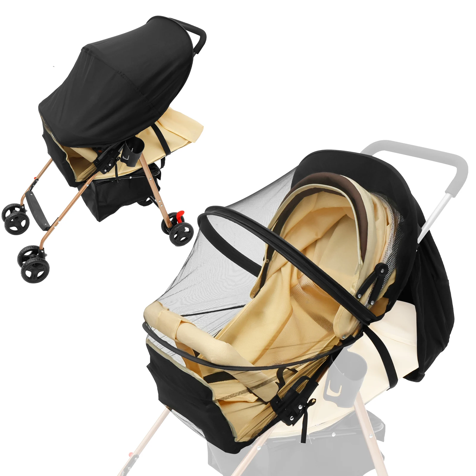 

Stroller Sun Shade Cover Breathable Clear Double layer Baby Carriage Canopy Universal Outdoor UV Protection Umbrella