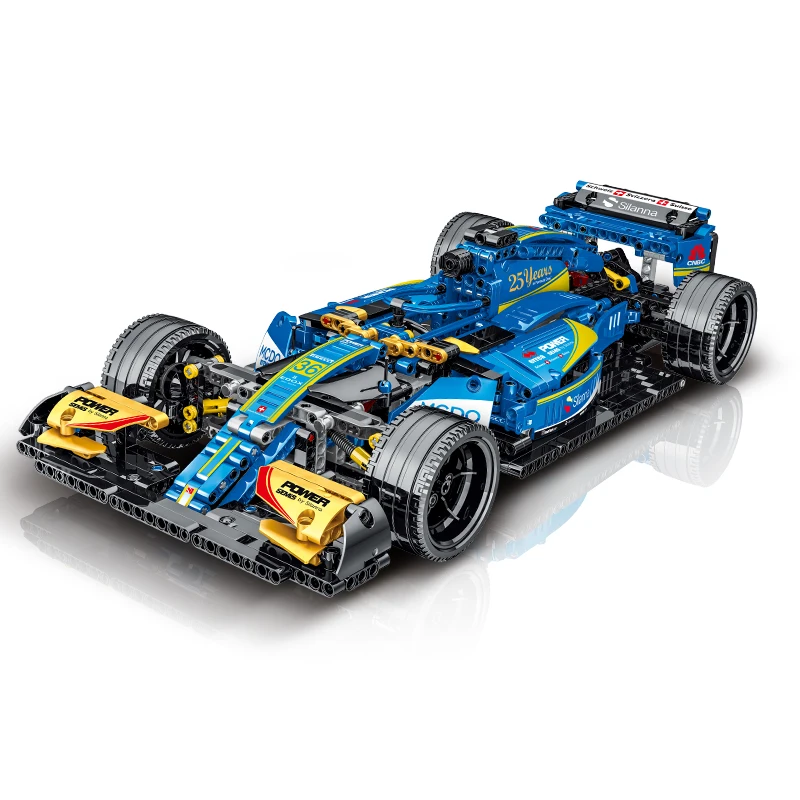 1135PCS Technical model building blocks formular racing car 1:10 blue racer blocks model 6-7-8-9-10-11-12-13-14 -15 boys gift