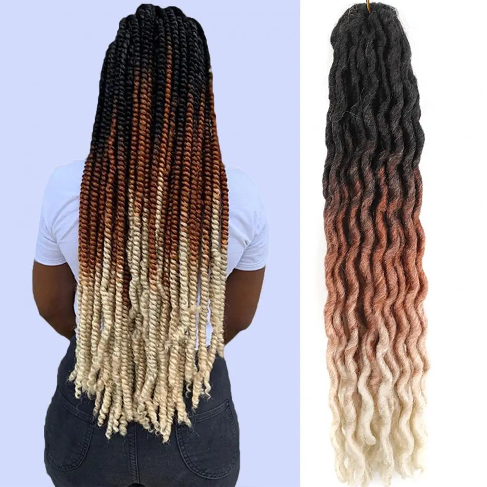 45cm Braided Wig Curly Extend Hairs Texture Dreadlock Black Women Faux Locs Crochet Wig Synthetic Hawaii Ocean Wave For Female