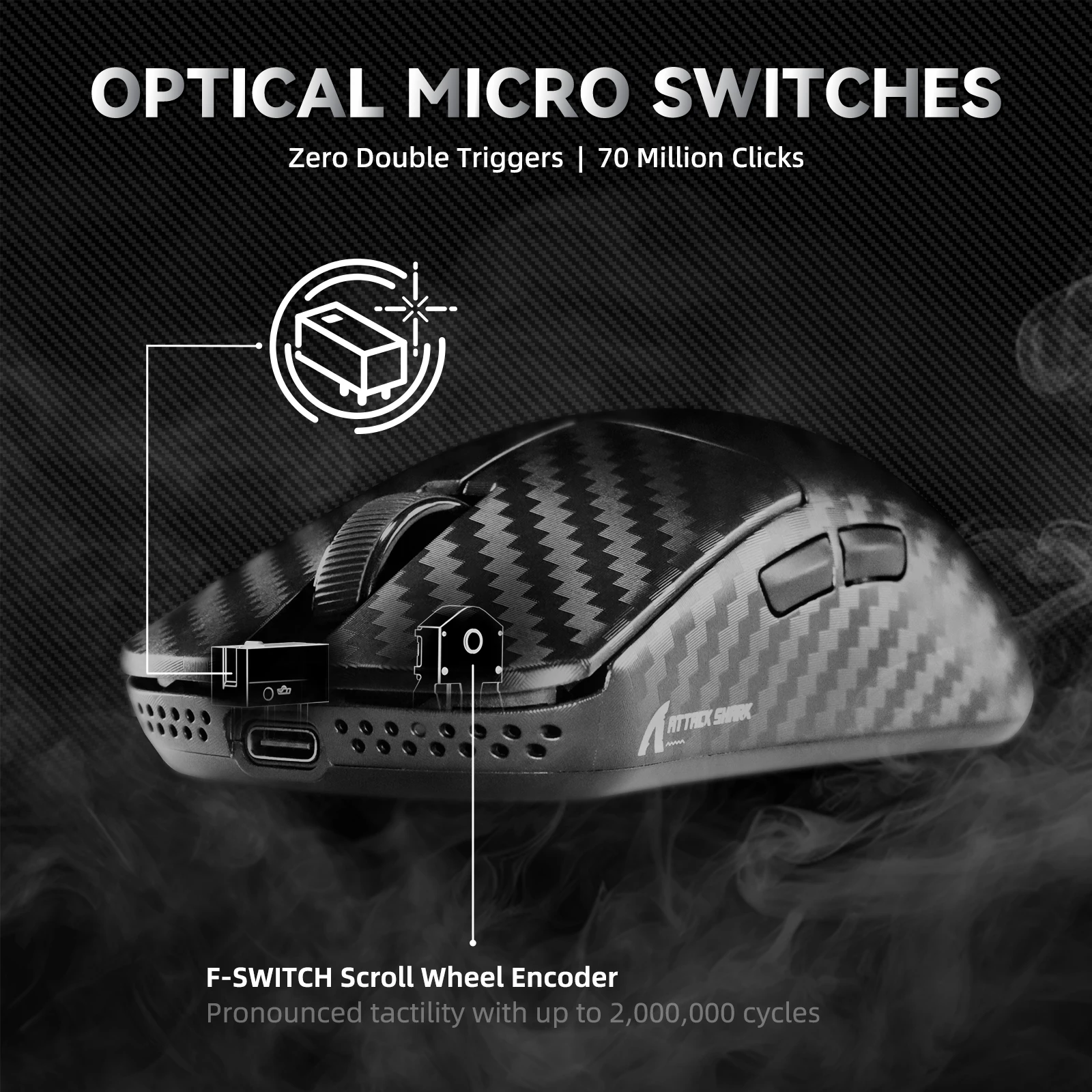 ATTACK SHARK R11 ULTRA Carbon Fiber Wireless Gaming Mouse, 8000Hz