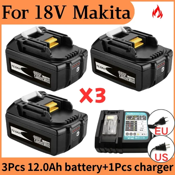 

for Makita18V Battery 12000mAh Rechargeable Power Tools Battery 18V makita with LED Li-ion Replacement LXT BL1860B BL1860 BL1850