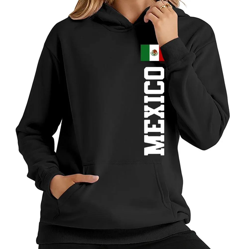 Moletom de manga comprida masculino e feminino, capuz gráfico, bandeira mexicana, Viva México, unissex, outono, inverno