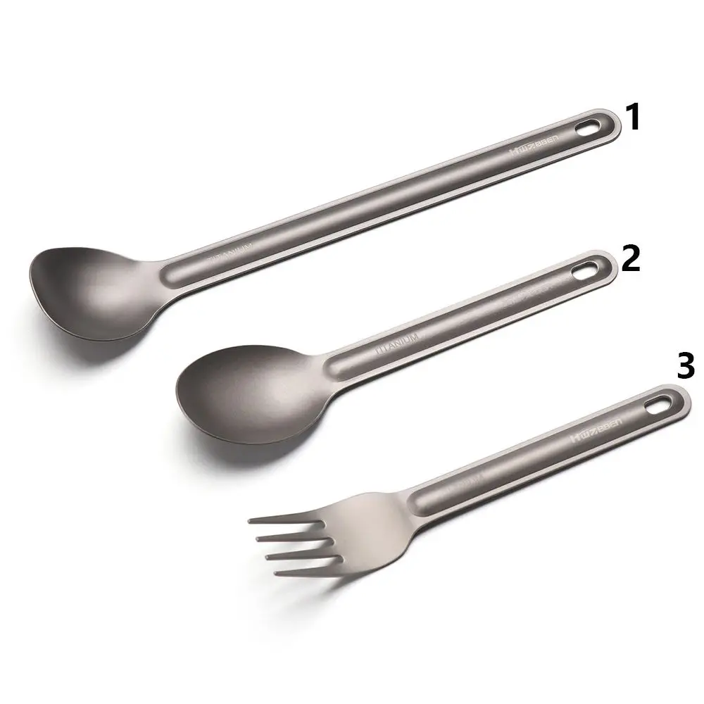 Cubiertos ultraligeros de titanio – Tenedor y cuchara para pesca
