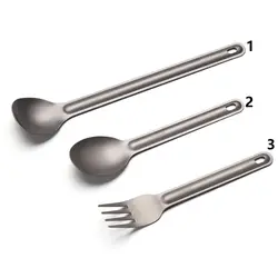 Cubiertos ultraligeros de titanio – Tenedor y cuchara para pesca