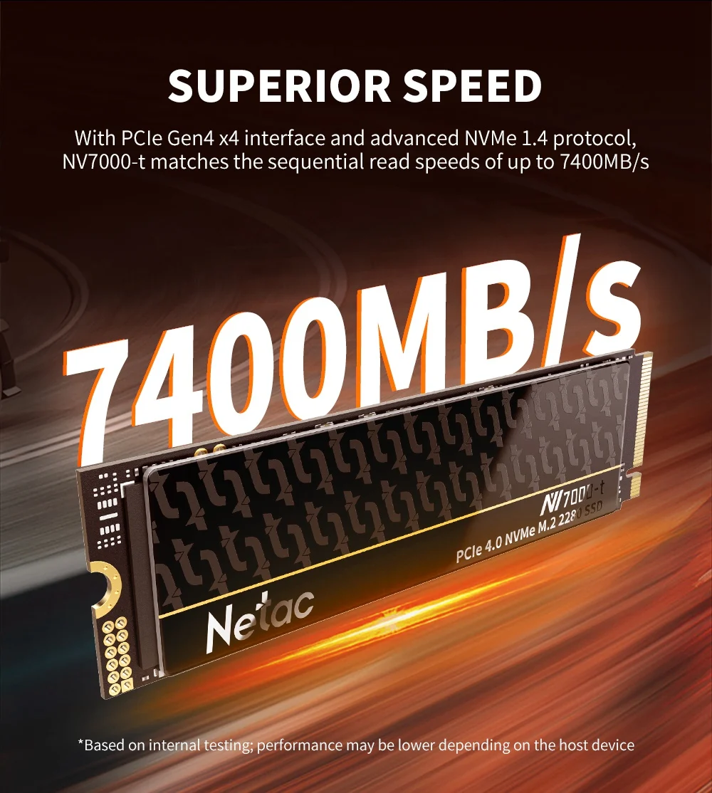 Netac 7400MB/s SSD NVMe 4TB 2TB 1TB 512GB SSD M.2 2280 PCIE4.0x4 Solid-State-Laufwerk für PS5 Laptop Desktop NV7000-T SSD – Detail 3