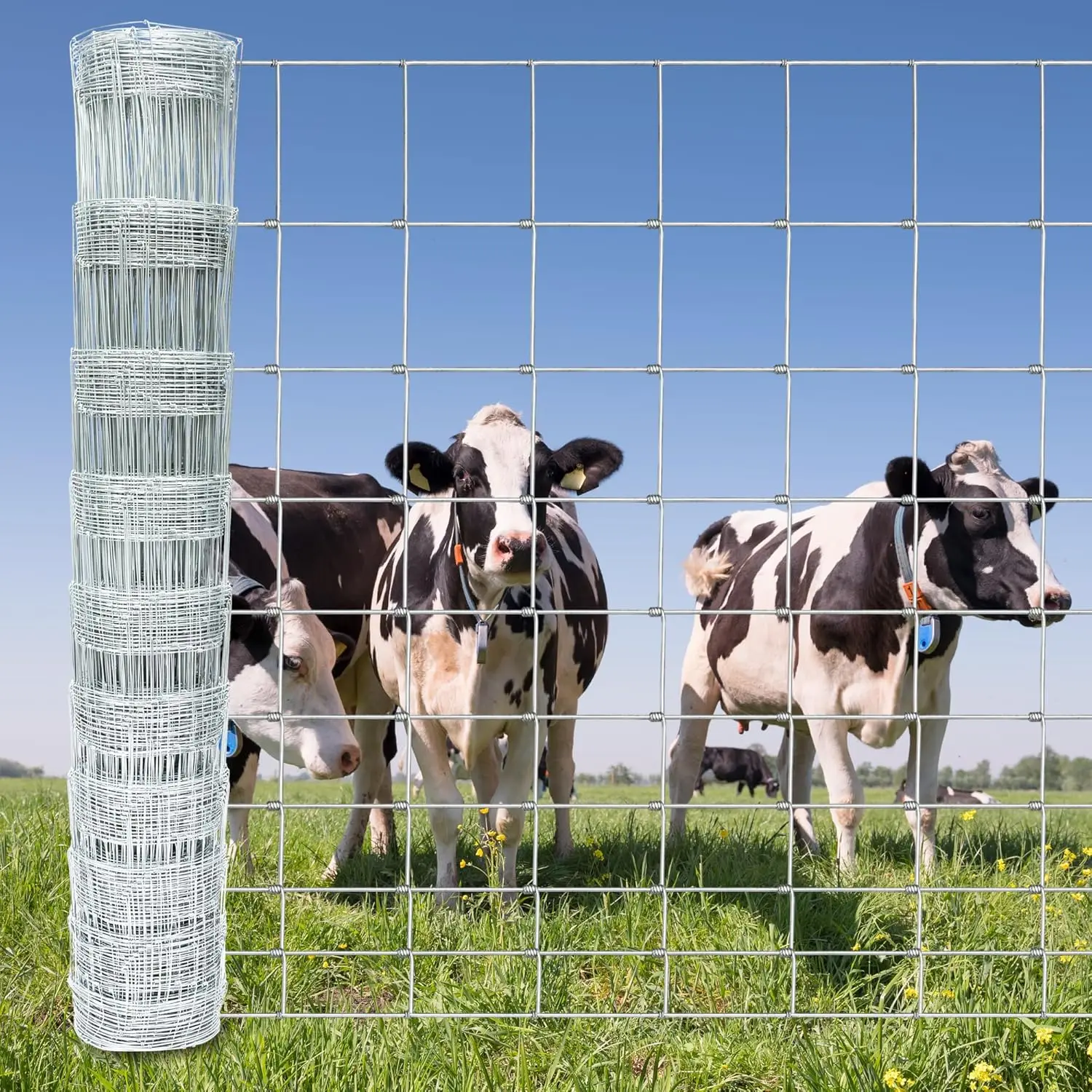 Yard Livestock Protection, Galvanized Wire, Silver, Heavy Zinc Coating for Cattle, Sheep, Goat Fencing