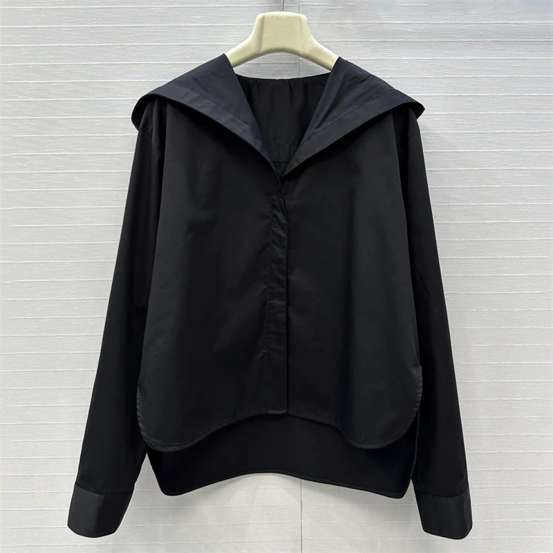 

Women's shirt New autumn 2025 single breasted slim fit hooded long sleeved top High quality pure cotton Women's blouse thin coat