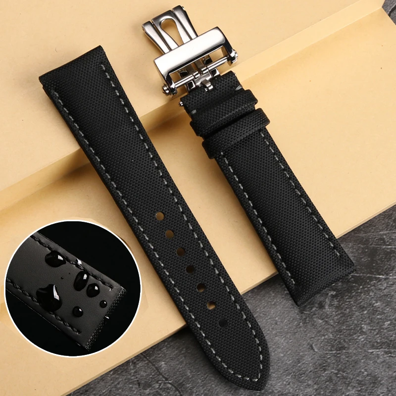 23mm High Quality Canvas Leather Bottom Watchband Special for Blancpain Fifty Fathoms 5000 5015 Strap Butterfly buckle wristband