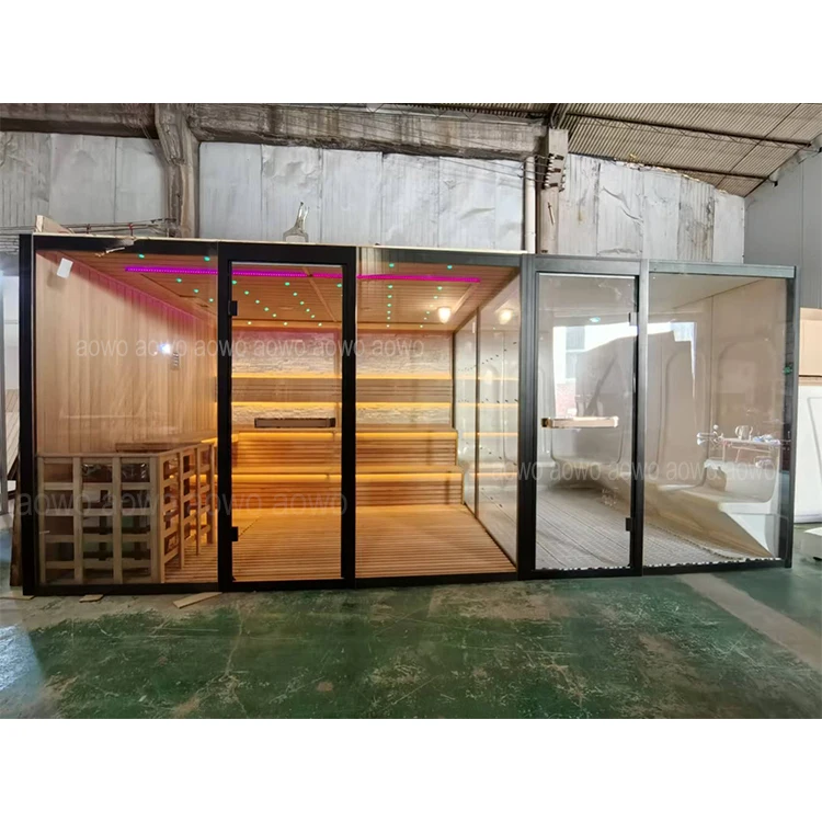

Aowo 5m Wet Steam And Sauna Spa Combo 20kw Sauna Stove Color Changing Lights Hammanroom Turkish Bath Sauna Infrared Generator