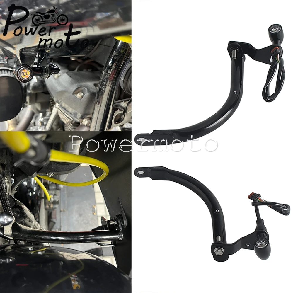 

2 in 1 LED Turn Signals DRL Light Stealth Fairing Support Bar For Harley Softail Low Rider EI Diablo FXRST 117 ST FXLRST 22-2025