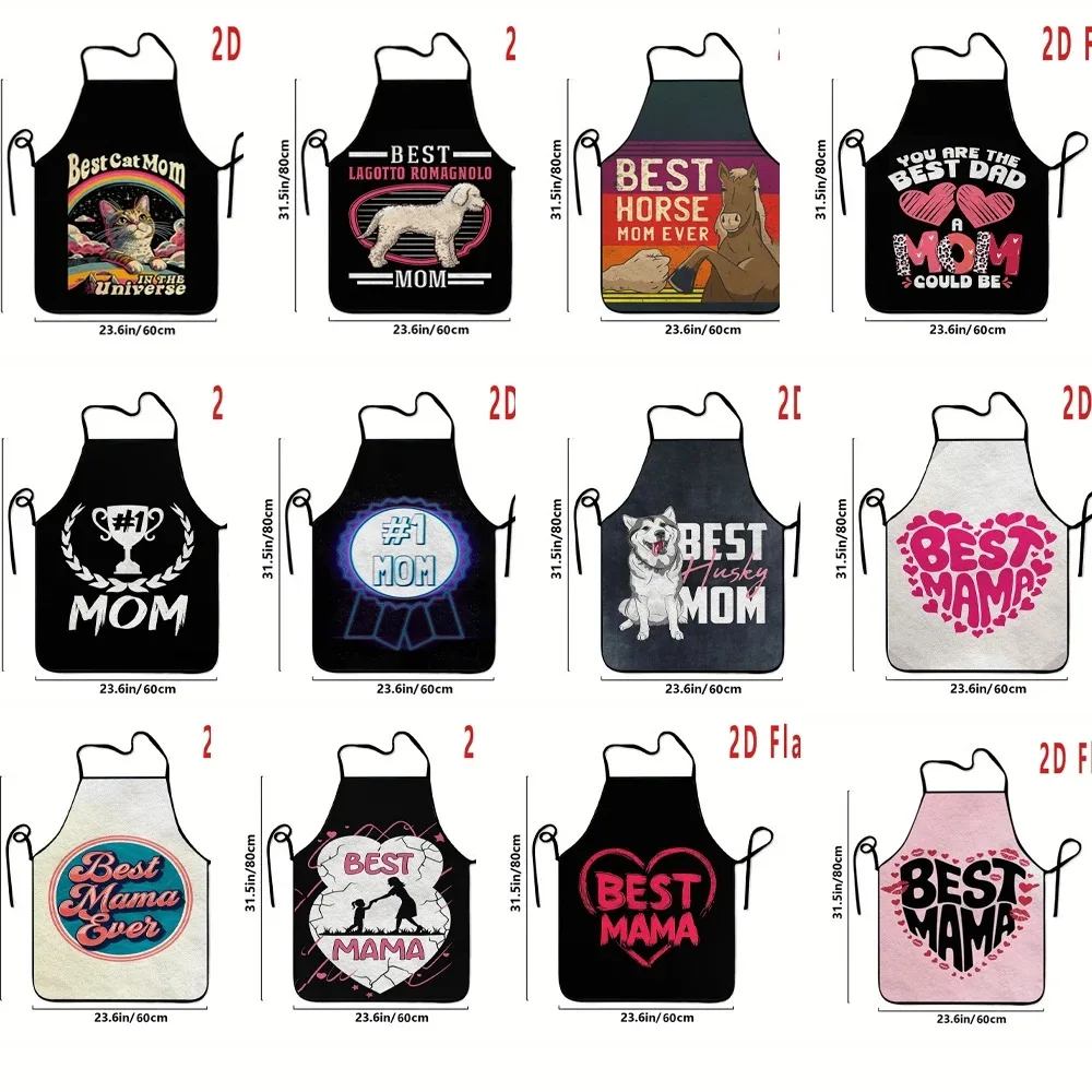 Happy Mothers Day Apron Best Mama Love Heart Print Pinafore Women Kitchen Cooking BBQ Bib Home Chores Sleeveless Cleaning Smock
