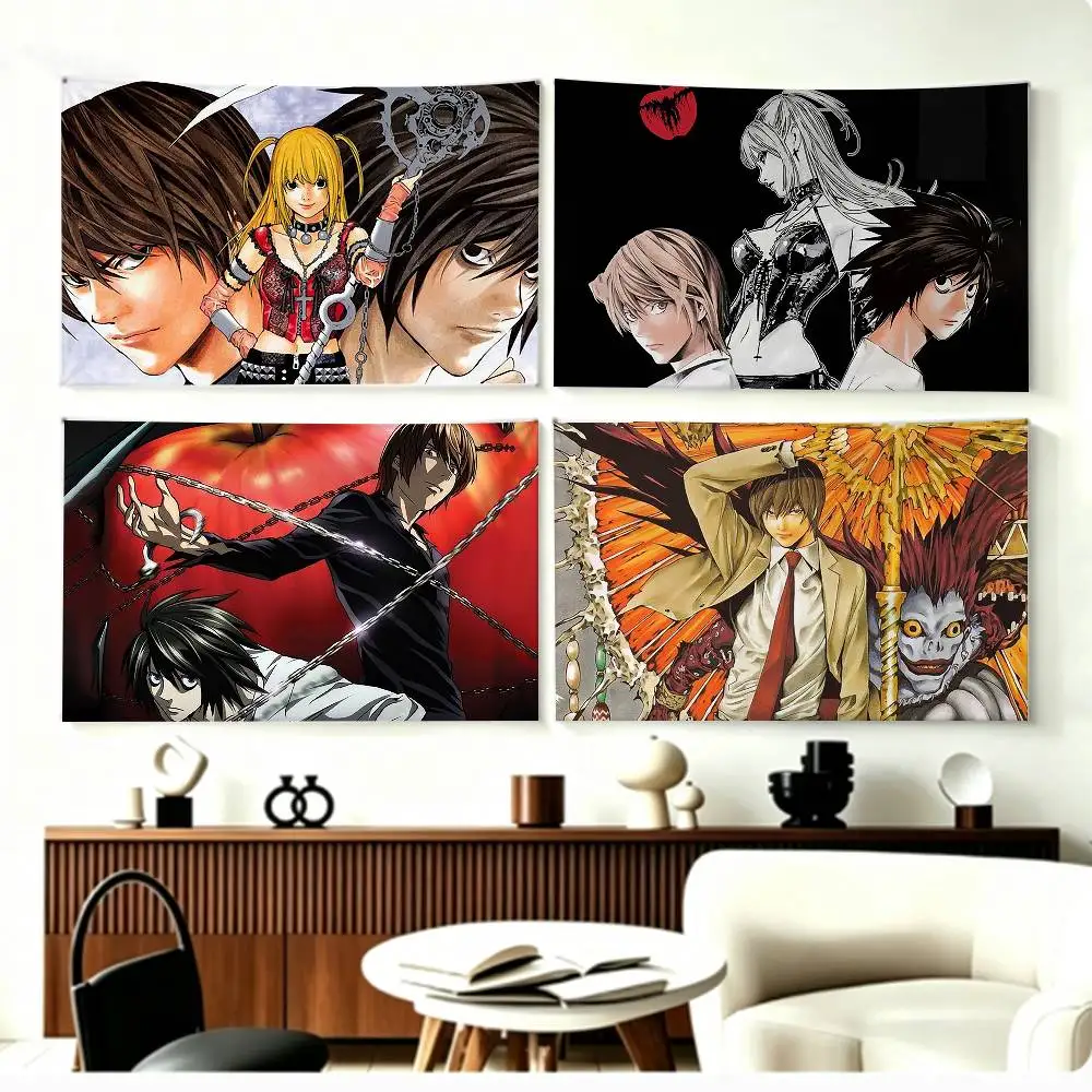 Classic Anime D-Death Note Flags Wall Hanging Background Art Banner for Bedroom Home Outdoor Decor