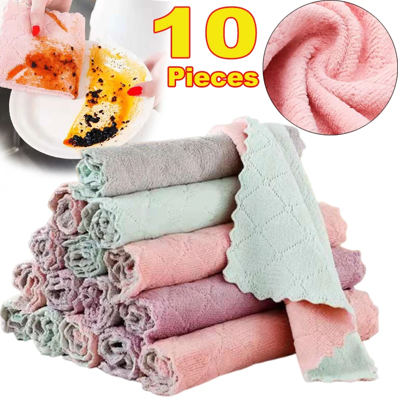 Dish Cleaning Cloths Household Kitchen Velvet Dishcloths High Absorbent Tableware Washing Dish Rags Towels Kitchen Accessories