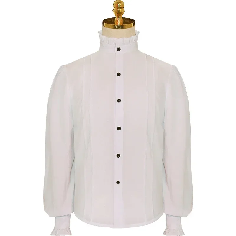 Men's Pleated Pirate Shirt Medieval Renaissance Steampunk Victorian Top