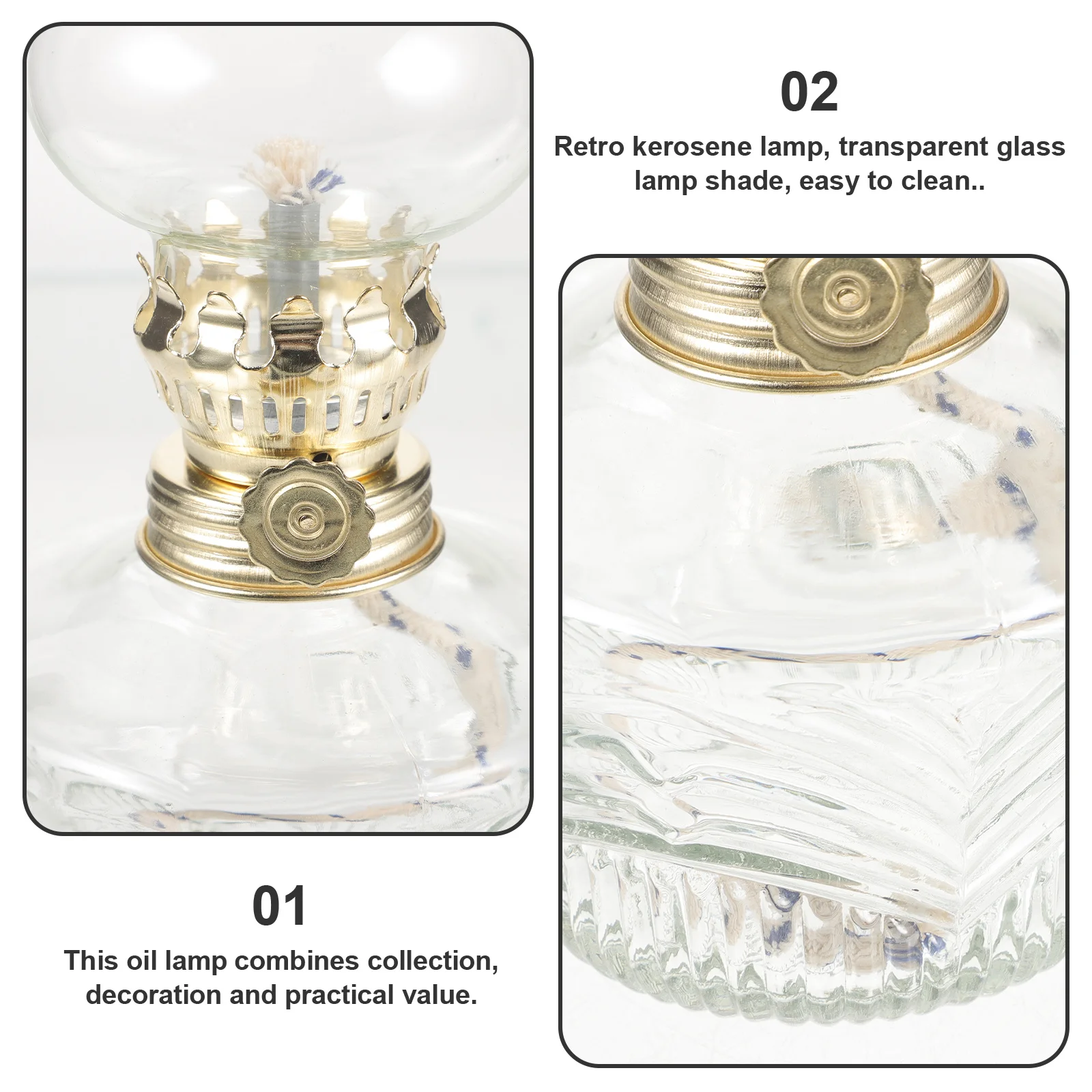 

Transparent Glass Vintage Lamp Decorative Oil Lamp for Home Indoor Rustic Lighting Vintage Glass Light