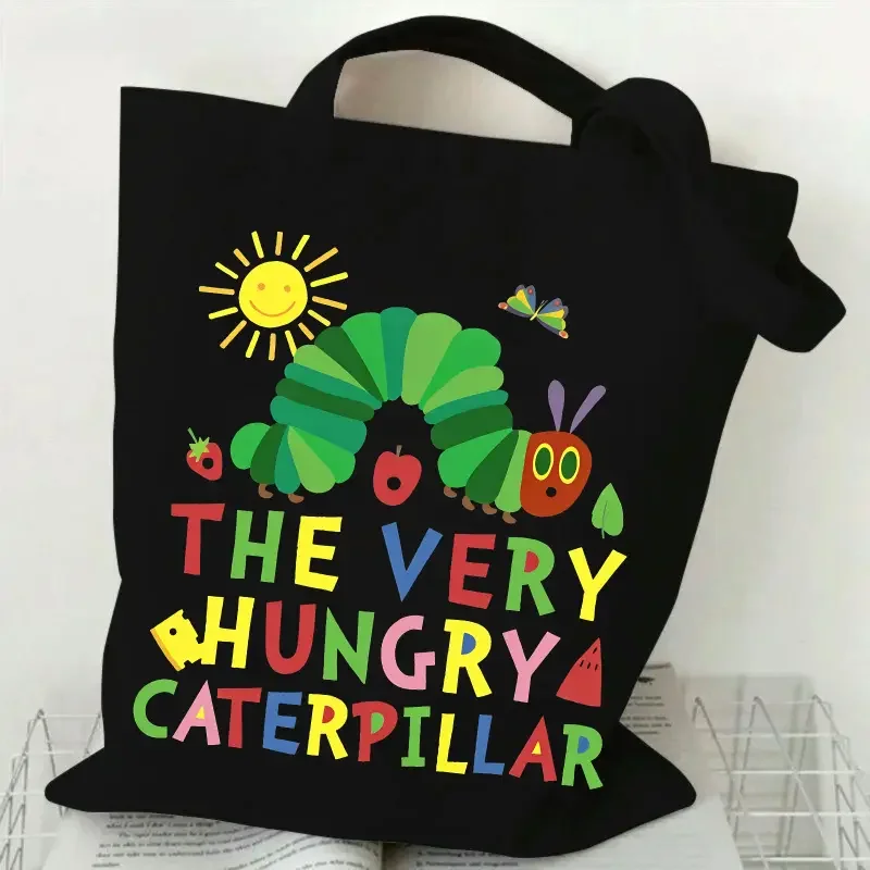 The Very Hungry For CATERPILLAR Tote Bag Durable Washable Reusable Shopping Bag With Vibrant Book-Inspired Design Shopping Bags