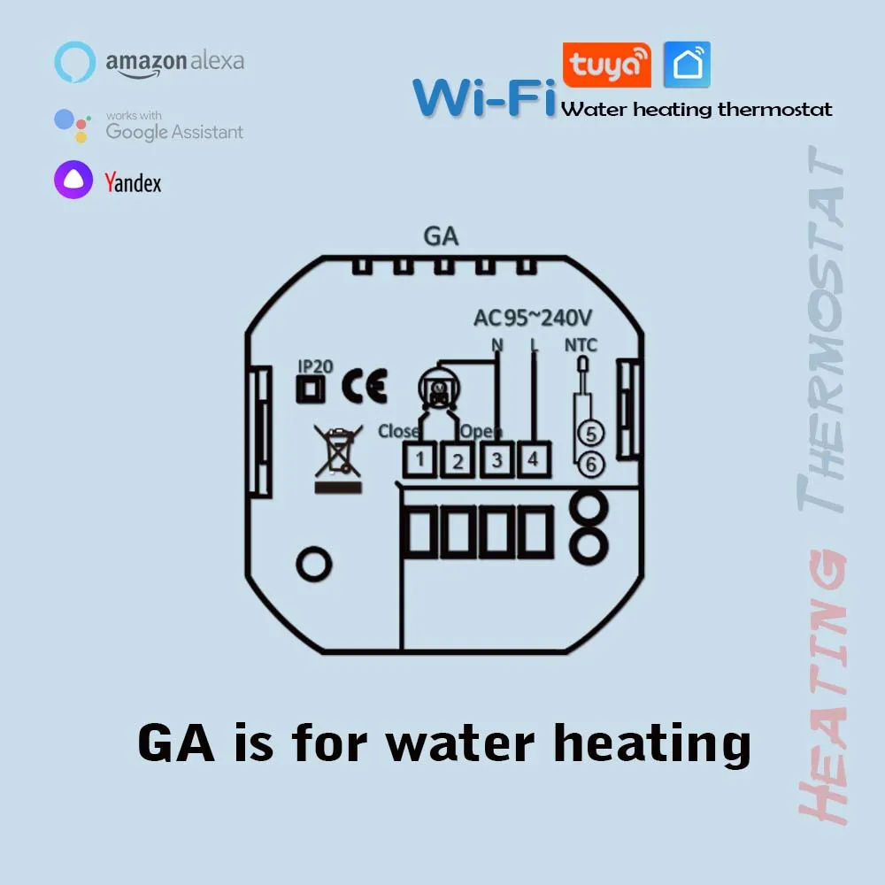 Warm floor water heat temperature regulator Tuya WiFi heating thermostat for control NO/NC electric valve 24V 95-240V optional