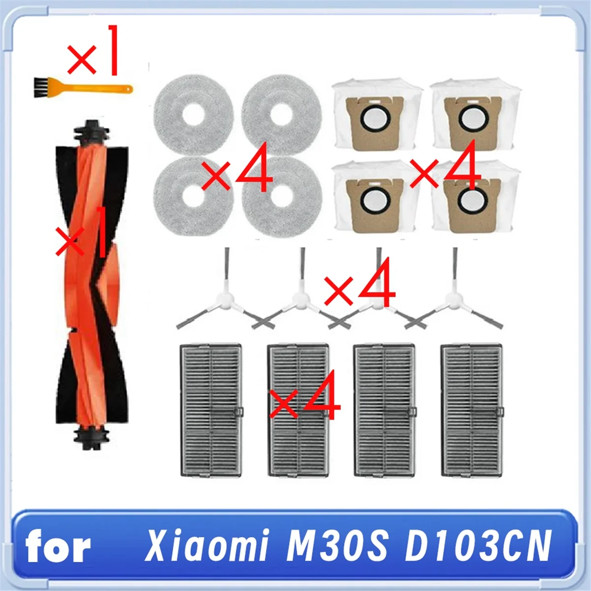 

18 Pcs for Xiaomi M30S D103CN Robot Vacuum Cleaner Cleaning Kit er Accessories Main Side Brush Rag Filter