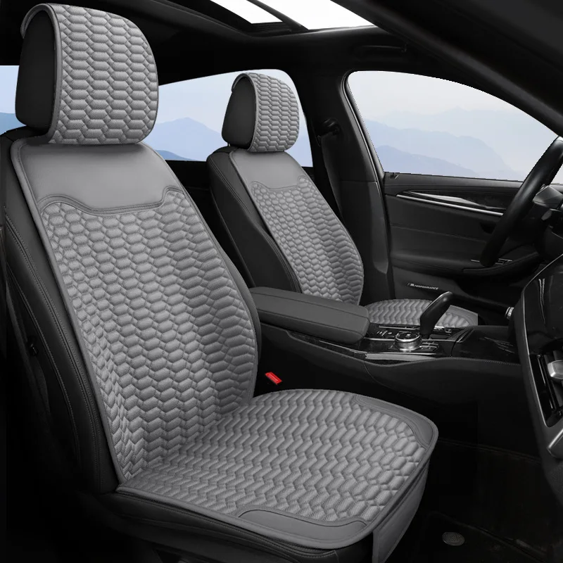

Top Layer Leather Ice Silk Saddle Pad Car Seat Cushion Four Seasons Universal Seat Cover Comfort Breathable Auto Seat Protection
