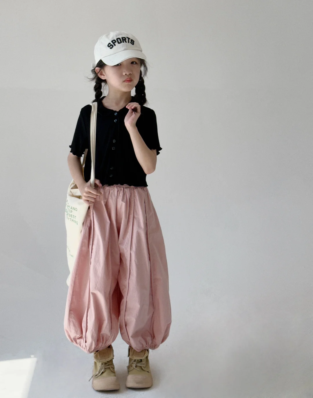 Girl Pants 2024 Spring and Summer New Korean Style Girls Fashion Sports Causal Pink Wide-leg Radish Pants Girls Pink Pant