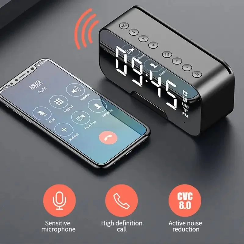 New design custom hot-selling wireless alarm clock Bluetooth speaker with mobile phone